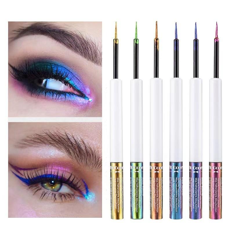 Color Changing Shimmering Liquid Eyeliner, 6 Counts Lightweight Glitter Eyeliner Pen with Flexible Tip & Comfortable Grip, Lightweight Eye Makeup Accessories for Women, Long Lasting Waterproof Eye Liners for Gift