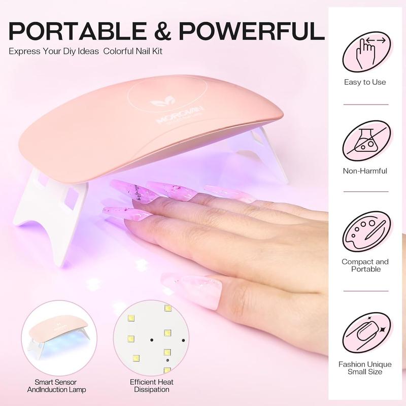 Morovan Poly Gel Nail Kit: 1OZ Large Capacity Poly Nail Gel Kit with UV Light - Clear Pink Poly Extension Gel for Beginners with Everything All In One Poly Gel Kits for Nail Manicure Starter