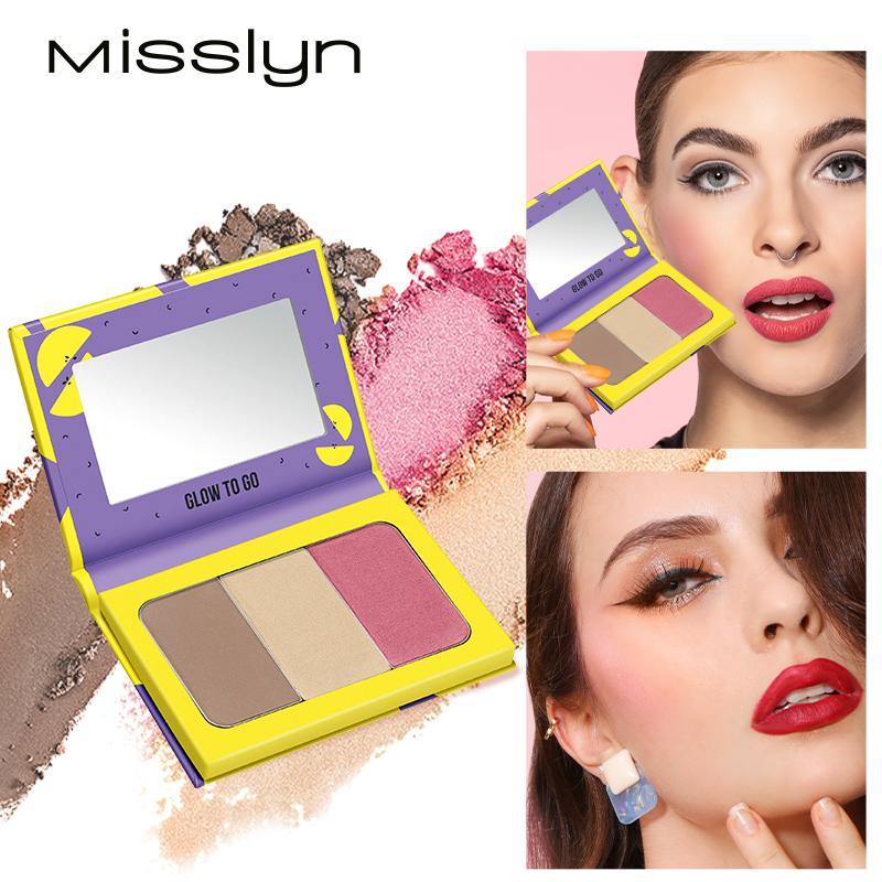 3 in 1 Contouring Palette, 1 Box Long Lasting Highlighter Shadow Blush Palette, Multipurpose Makeup Palette for Women & Girls