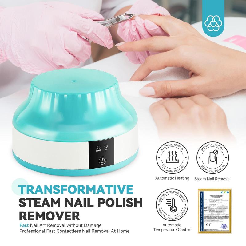 Electric Nail Soaking Bowl, 1 Set Automatic Heating Fast Nail Polish Remover Machine, Gentler Steam UV Gel Nail Polish Removal Tool for Home Salon