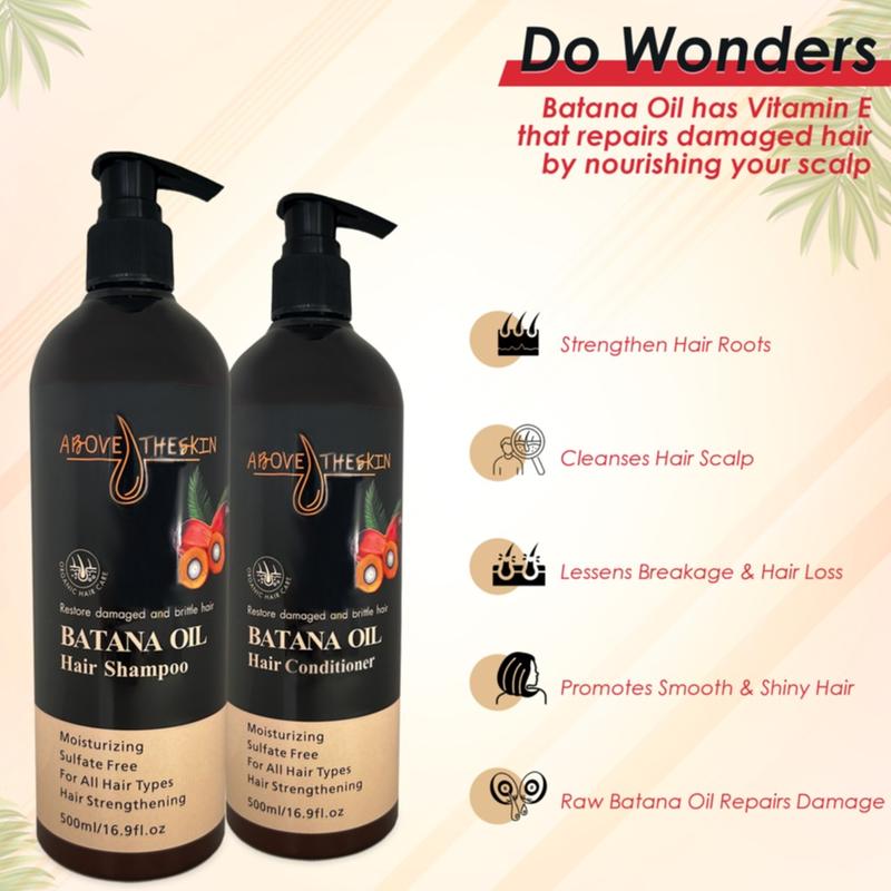 Batana Oil Shampoo and Conditioner 500ML, Sulfate Free, Restore damaged and brittle hair.