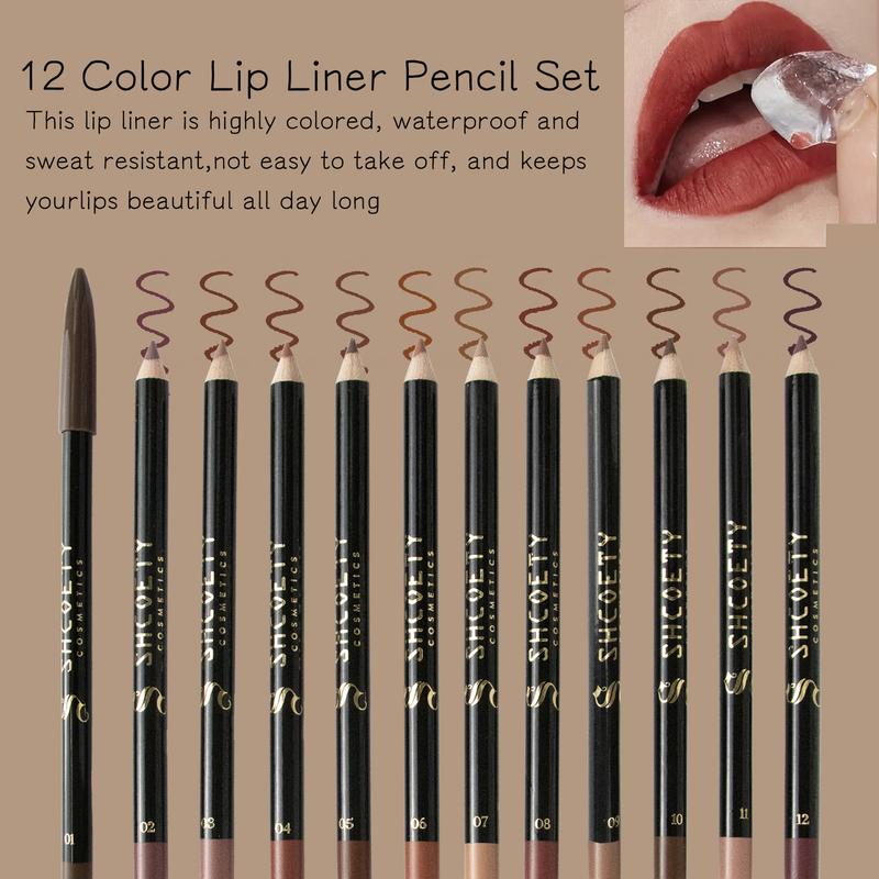 Matte Lip Liner Set,12pcs set Long LastingLip Liner Pencil, Easy Coloring Lipstick Penfor All Occasions Lip Makeup, Girls andWomen Makeup Accessories