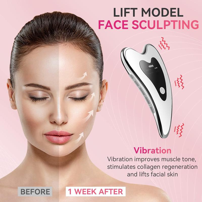 Electric Gua Sha Facial Tools - Face Sculing Tool Lift Device - Heated & Vibration & Red Light Masser, Anti-ing & Wrinkles, Puffiness, Double Chin, Tension Relief