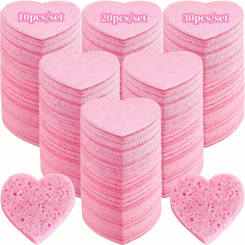 Heart Shaped Facial Sponge, 10 20 30pcs Compressed Face Wash Pad, Exfoliating Facial Cleansing Sponge, Facial Skin Beauty Tool, Skincare Tools, Christmas Gift