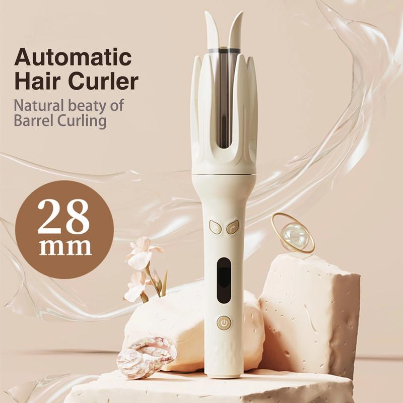 Automatic Curling Iron, Professional Anti-Tangle Automatic Hair Curler with 4-Speed Temperature, Fast Heating, Double Anti-Scald Ceramic Curling Wand for Curly Hair Styling