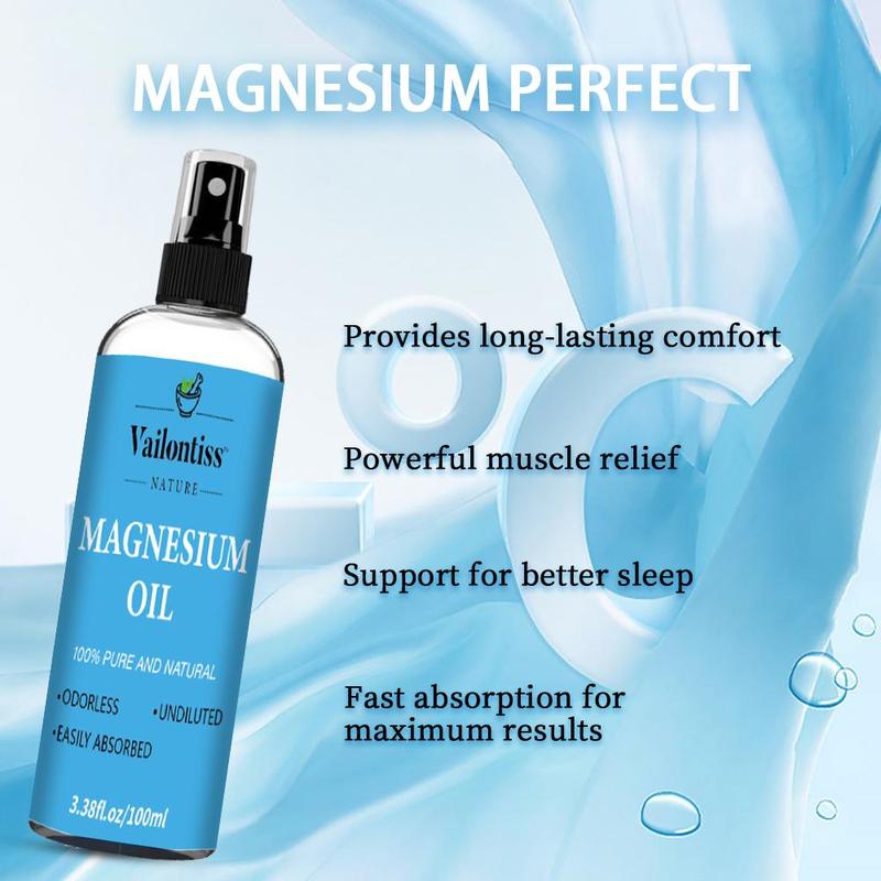 Long-lasting Magnesium Oil Spray, Body Skincare Spray Oils, Natural Body Essential Oil for Men & Women, Body Care Cosmetic Skincare Products.