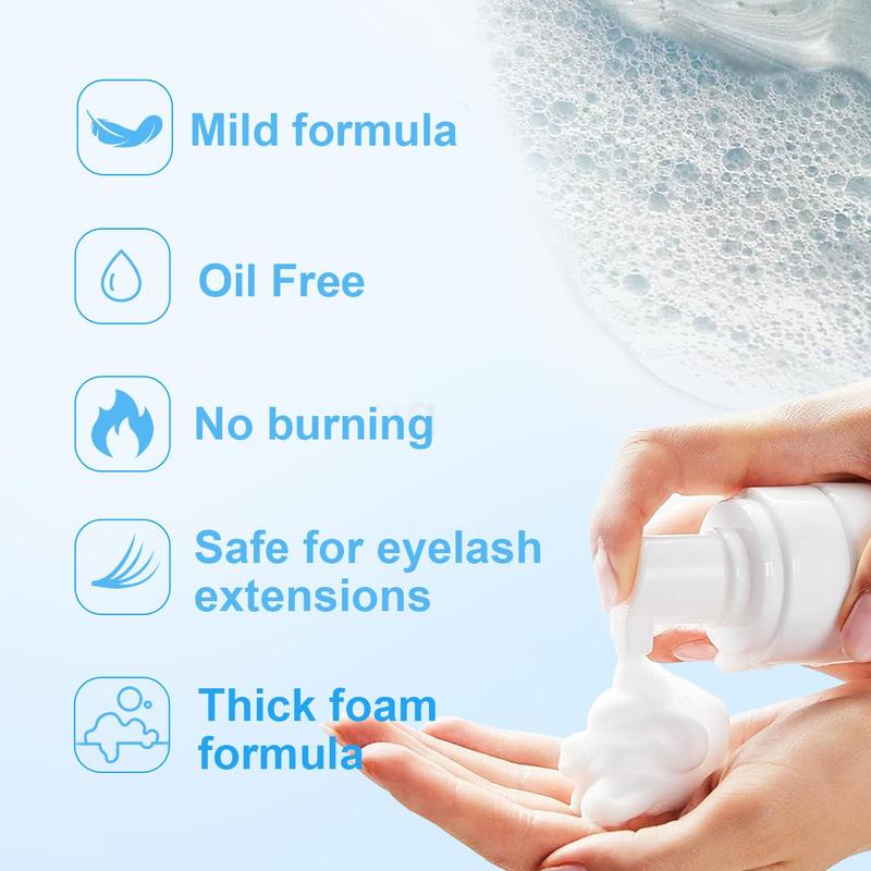 Eyelash Shampoo with Brush, Gentle Eyelash Cleanser, Eyelash Extension Cleanser, Eye Makeup Remover, Professional Eye Makeup Removal Tool for Women