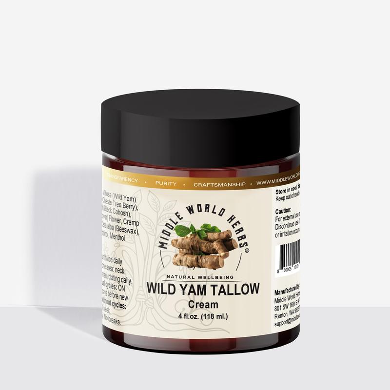 Wild Yam Tallow cream, Herbal Daily Comfort Skincare, made in USA Body Care