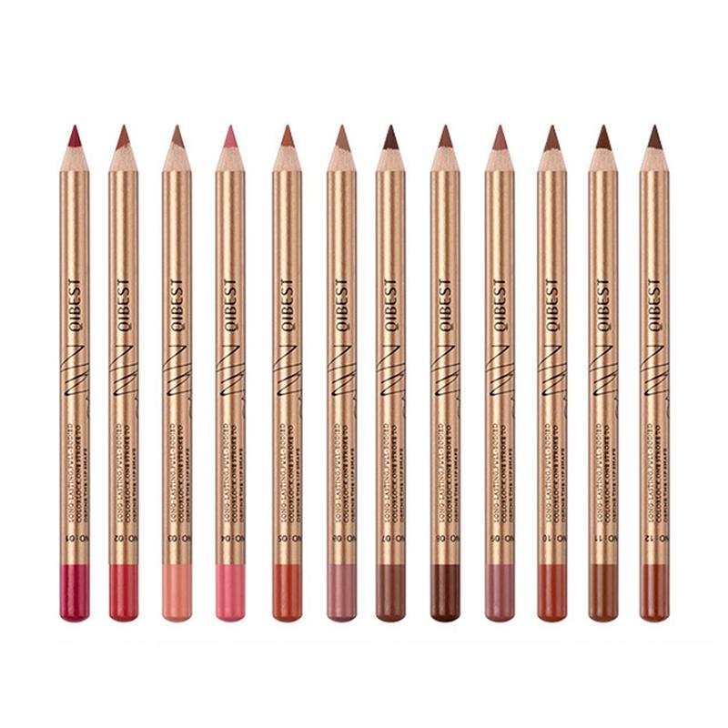 QIBEST｜12 Pcs Waterproof Lipliner Set, Long Lasting Matte Lipliner, Smudge Proof Easy Coloring Lipliner Pen, Suitable for All Occasions Lip Makeup, Girls and Women Makeup Accessories, Daily Cosmetic Products, Trending Product