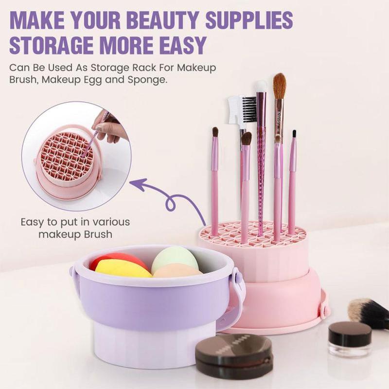 Makeup Brush Cleaning Set, Silicone Brush Cleaning Mat, Brush Drying Holder, Cosmetic Brushes Cleaning Tool Organizer for Storage and Air Drying