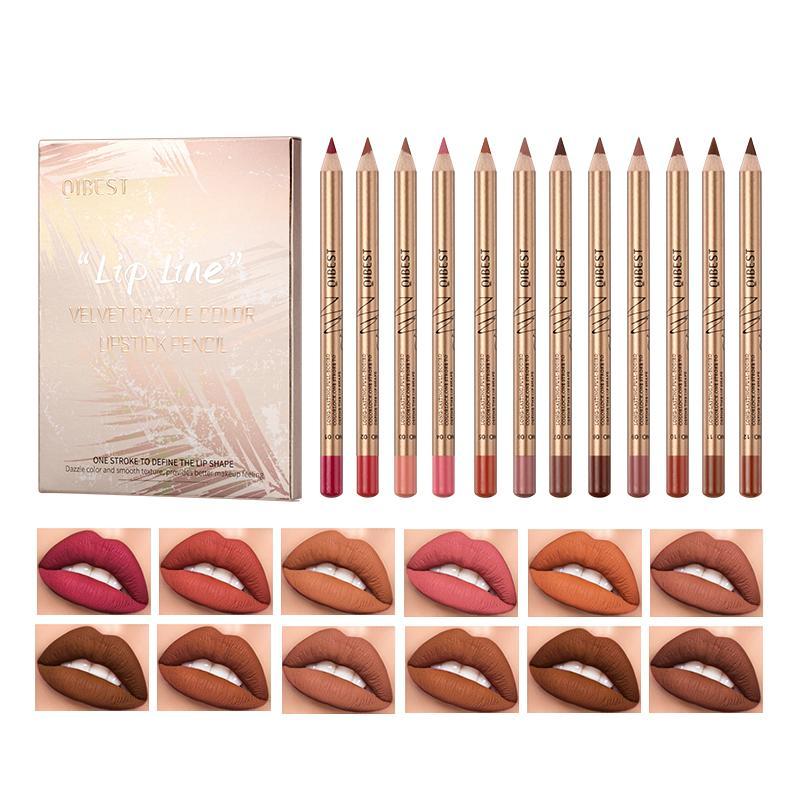 Long Lasting Lip Liners, Eid al-Adha, 12pcs set Tinted Lip Liners, Easy Coloring Lip Liner Pens, Moisturizing Matt Finish Lip Liners