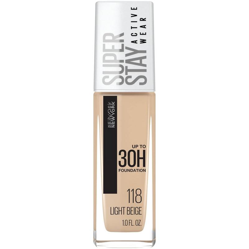 Super Stay Full Coverage Liquid Foundation Active Wear Makeup, Up to 30Hr Wear, Transfer, Sweat & Water Resistant, Matte Finish, Light Beige, 1 Count