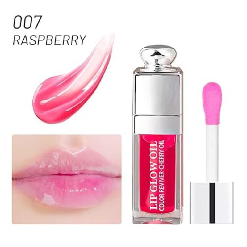 Hydrating Lip Glow Oil Lip Oil Gloss Transparent Toot Tinted Nourishing Long Lasting Repairing Lightening Lip Lines RASPBERRY) 0.2 OZ Glossy Lip gloss