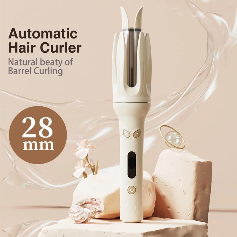 Genai Automatic Hair Curler, 28mm Barrel, 4 Temperature Modes, Negative Ion Generator, Smart Timer and Sensor, Auto Off for Safety Automatic Large straightening brush