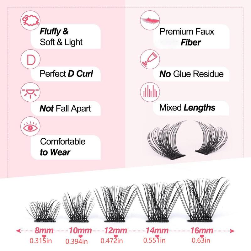 Individual False Eyelashes with Bond and Seal, 1 Box Natural Look Eyelash Extensions, Self Grafting Curl Eyelashes, Eye Makeup Enhancement False Eyelashes