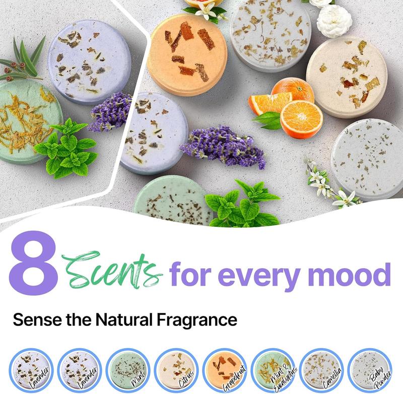 Shower Steamers Aromatherapy BLRIET 8 Pack Gifts  Lavender Natural Essential Oil Home Self Care Relaxation Stress Relief Shower Bombs Christmas Gifts