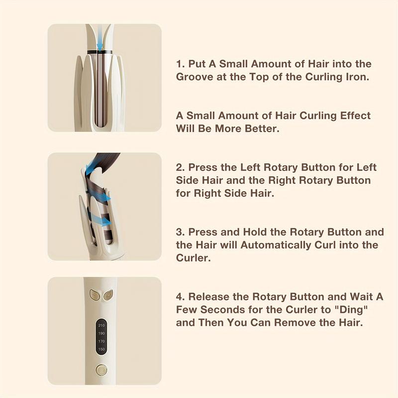 Genai Automatic Hair Curler, 28mm Barrel, 4 Temperature Modes, Negative Ion Generator, Smart Timer and Sensor, Auto Off for Safety Automatic Large straightening brush