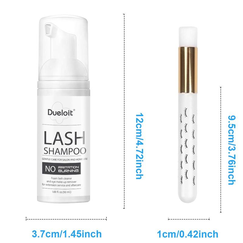 Eyelash Shampoo with Brush, Gentle Eyelash Cleanser, Eyelash Extension Cleanser, Eye Makeup Remover, Professional Eye Makeup Removal Tool for Women