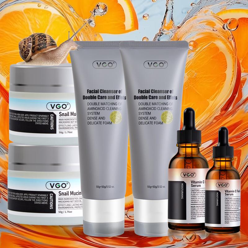 VGO-Vitamin C Serum, Moisturizer, and Facial Cleanser Set Cleansing Moisturizing Suitable for sensitive skin-Live Skincare Radiance-A Moisture Hydrate skincare products sets Facial Skin Care Set gentle skincare