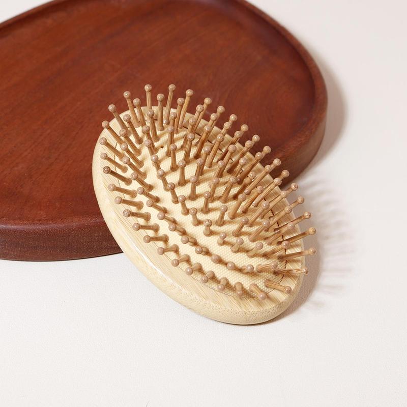 Bamboo Wood Round Hair Brush, Scalp Massage Comb, Hair Detangling & Styling Tool for Women, Girls, Men, Stylists, Barber