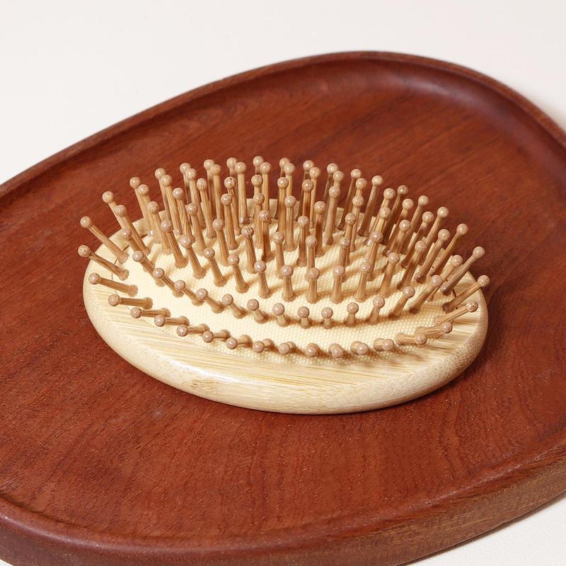 Bamboo Wood Round Hair Brush, Scalp Massage Comb, Hair Detangling & Styling Tool for Women, Girls, Men, Stylists, Barber