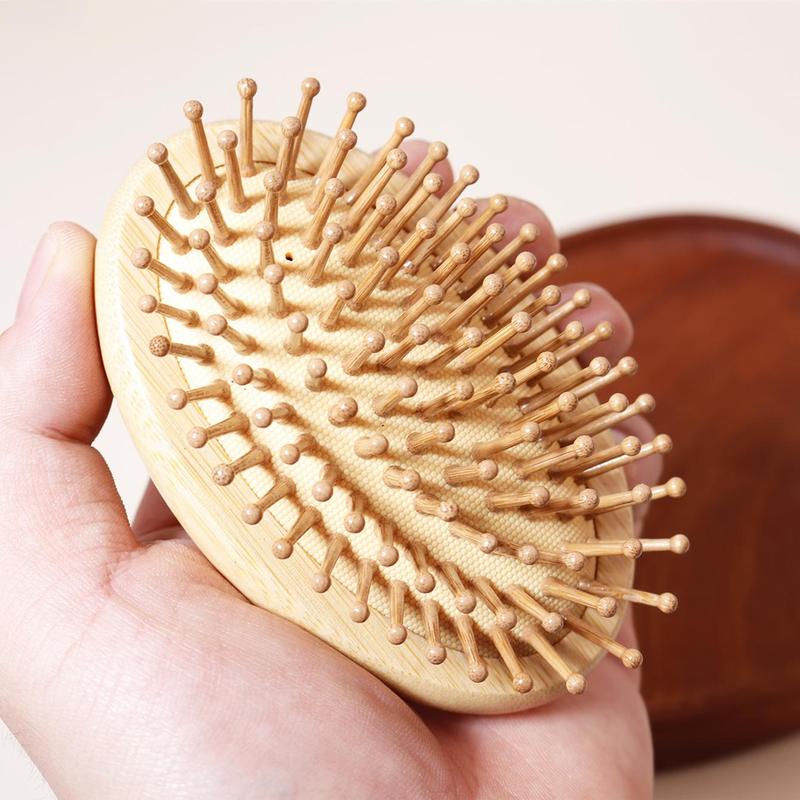 Bamboo Wood Round Hair Brush, Scalp Massage Comb, Hair Detangling & Styling Tool for Women, Girls, Men, Stylists, Barber