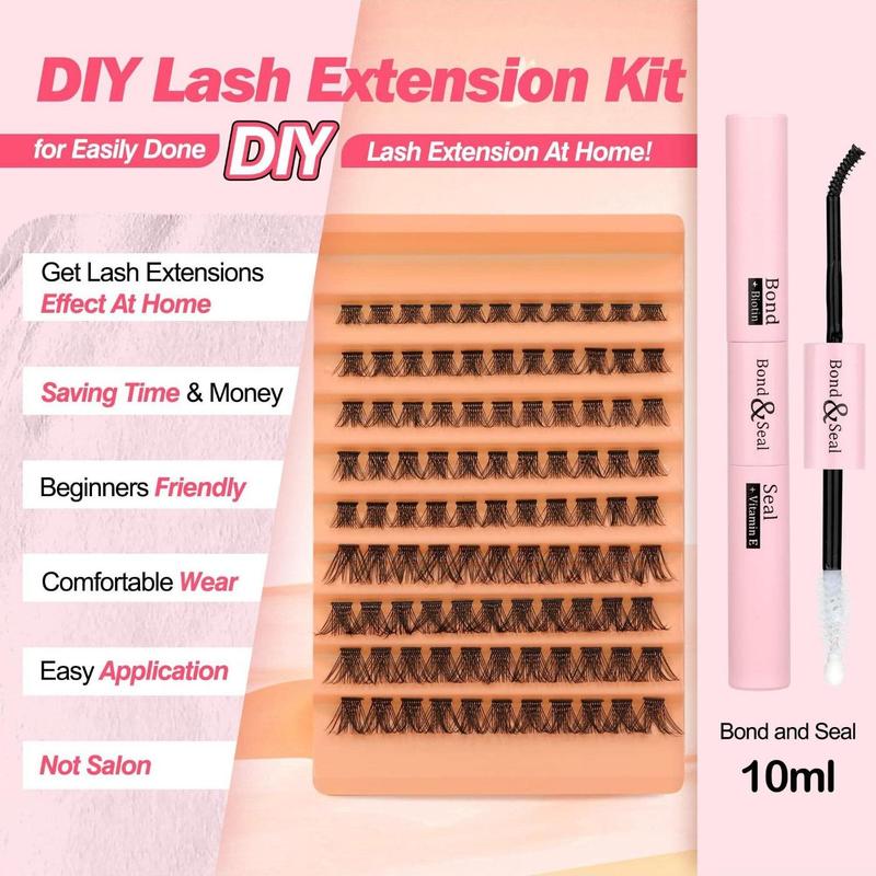 Individual False Eyelashes with Bond and Seal, 1 Box Natural Look Eyelash Extensions, Self Grafting Curl Eyelashes, Eye Makeup Enhancement False Eyelashes