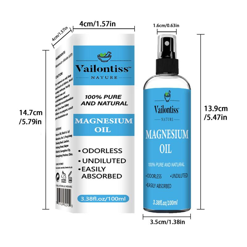 Long-lasting Magnesium Oil Spray, Body Skincare Spray Oils, Natural Body Essential Oil for Men & Women, Body Care Cosmetic Skincare Products.