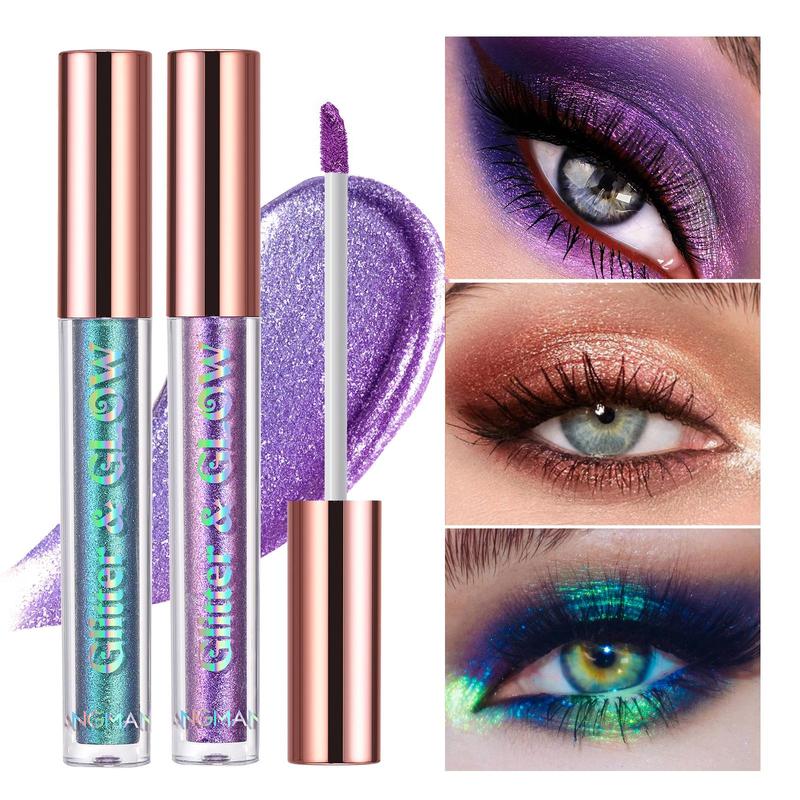 Glitter Liquid Eyeshadow Set, 10pcs set Long Lasting Shimmering Eye Shadow, Waterproof Sparkling Eyeshadow, Eye Makeup Products for Women & Girls