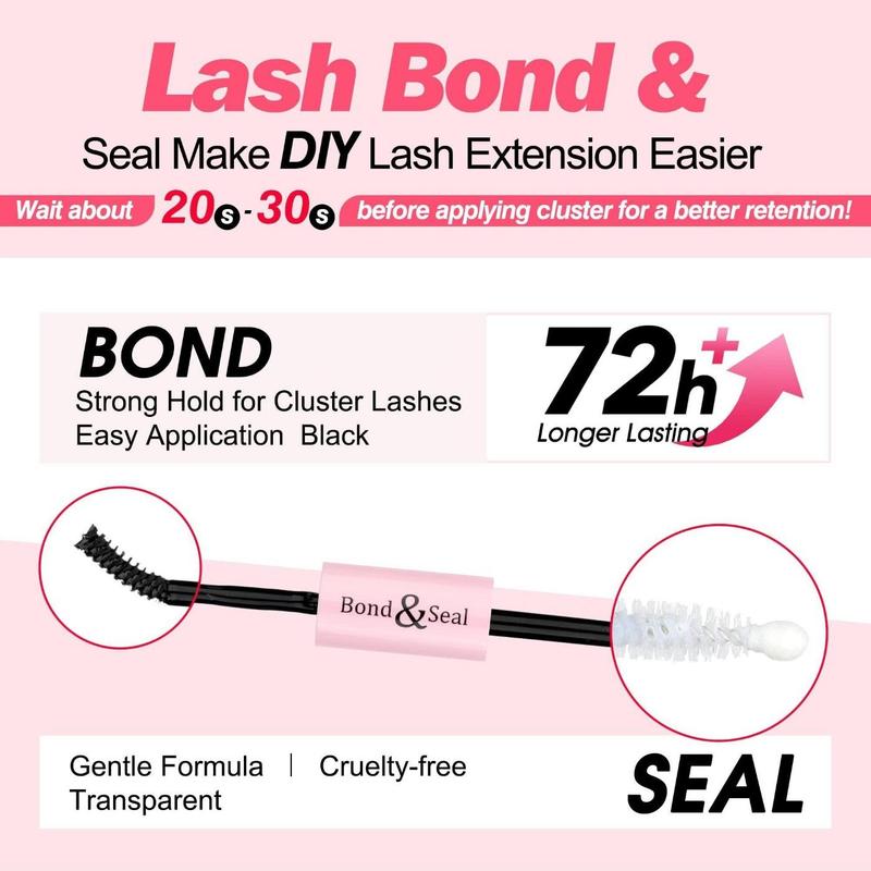 Individual False Eyelashes with Bond and Seal, 1 Box Natural Look Eyelash Extensions, Self Grafting Curl Eyelashes, Eye Makeup Enhancement False Eyelashes