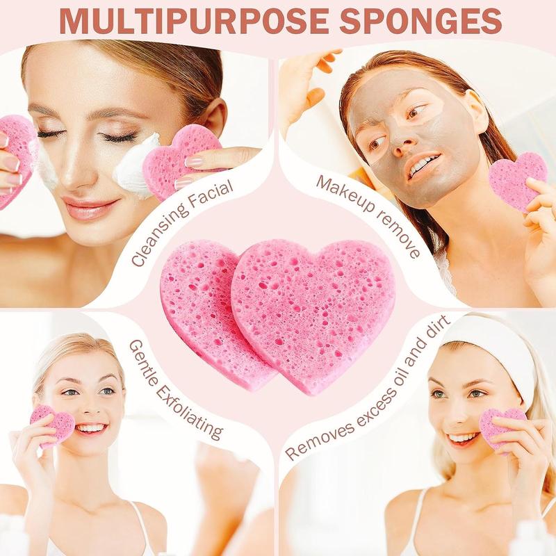 Heart Shaped Facial Sponge, 10 20 30pcs Compressed Face Wash Pad, Exfoliating Facial Cleansing Sponge, Facial Skin Beauty Tool, Skincare Tools, Christmas Gift