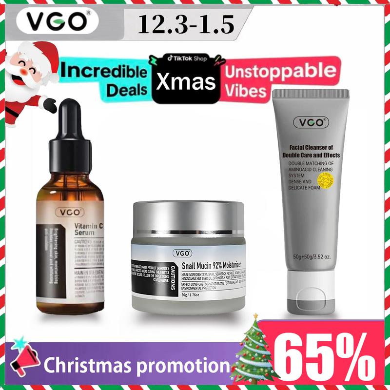 VGO-Vitamin C Serum, Moisturizer, and Facial Cleanser Set Cleansing Moisturizing Suitable for sensitive skin-Live Skincare Radiance Cleansing