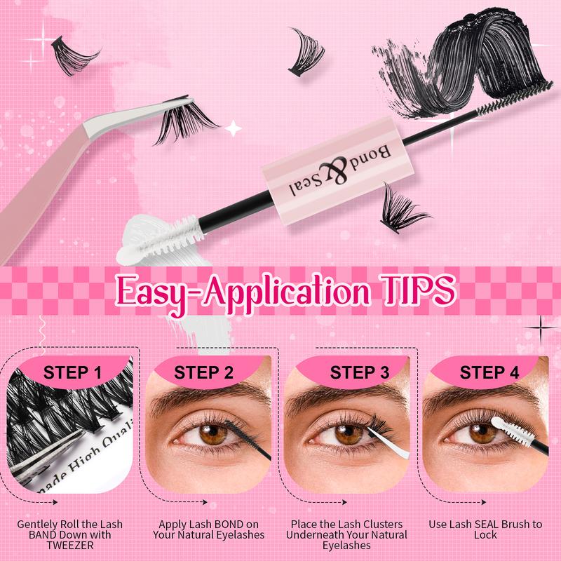 DIY Lash Extension Kit Waterproof Long-Lasting Individual Lashes 9-16Mix with Lash Bond & Seal,Lash Applicator Tool Lash Extensions at Home,Eyelashes Makeup Cosmetic Eyelashes Extensions Eyelash Extensions