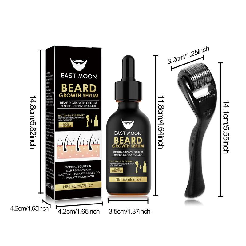 Beard Strengthening Serum Microneedle Roller, 2 Boxes Beard Care Kit, Hydrating and Nourishing Beard & Hair Care Prodcut for Men