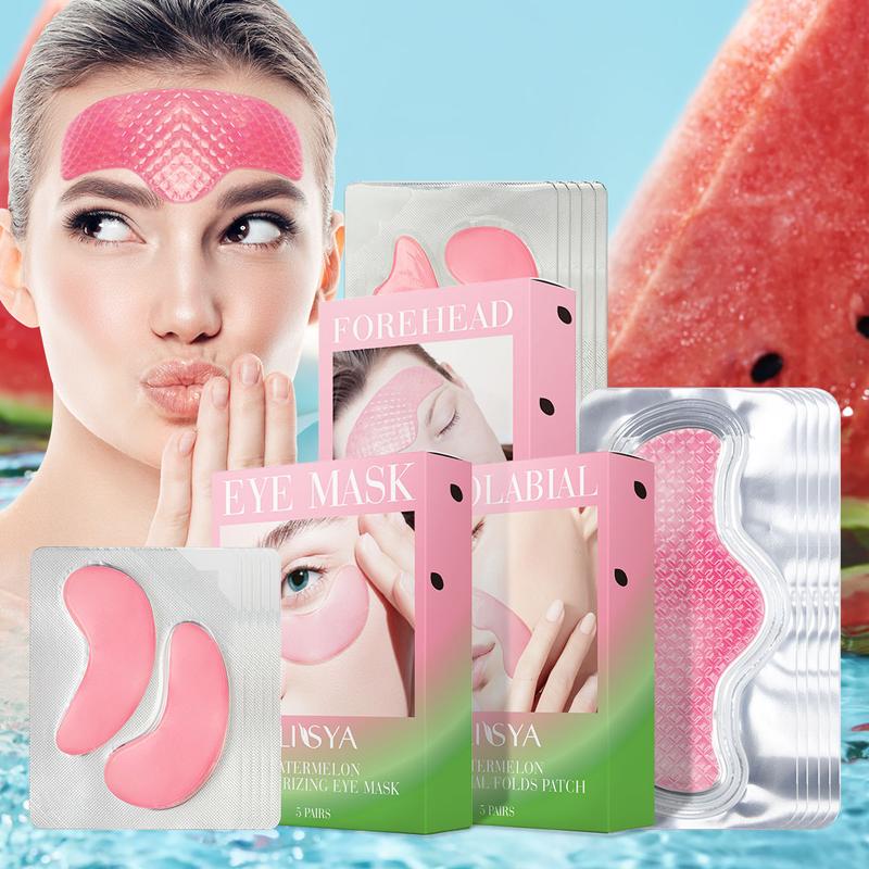 3 boxes, ILISYA Watermelon Facial skin care set, including eye mask forehead patch, moisturize, lift wrinkles, tighten and improve wrinkles Skin Repair Comfort