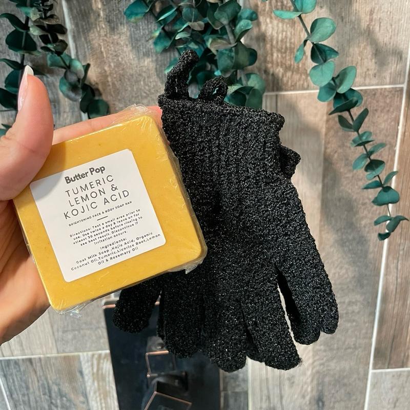 Tumeric Brightening Soap Bar & Exfoliation Glove Glow Kit