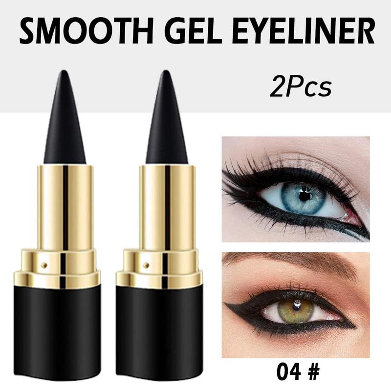 2Pcs Black Gel Eyeliner Pencil,Natural Black Eyeliner Cream Waterproof Smudge Proof,Eye Liner Black Smokey Eyeshadow Palette Stick Crayon,Goth Halloween Makeup