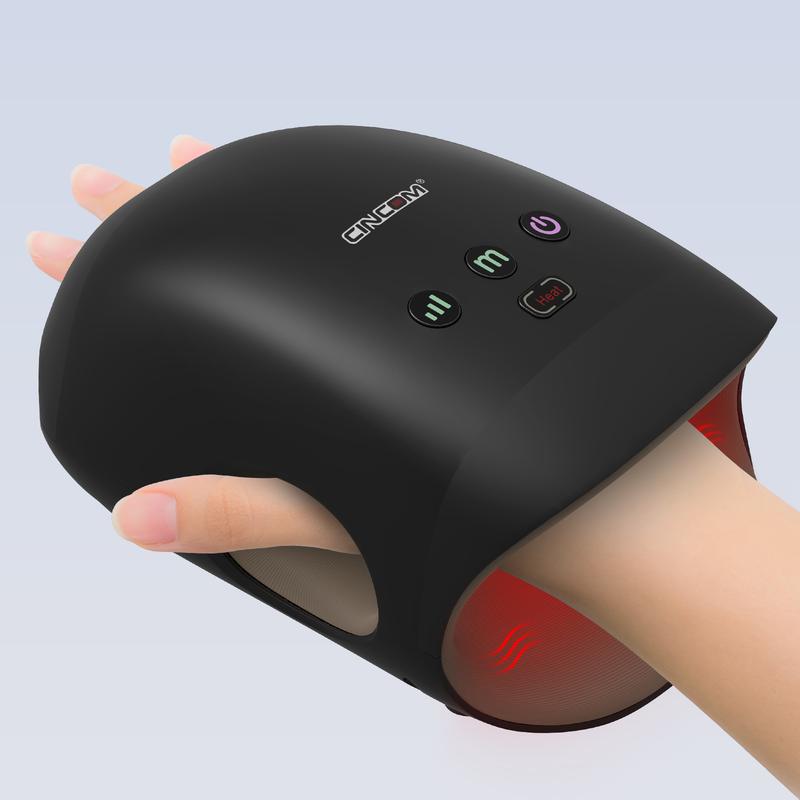 CINCOM Portable Hand Massager (BLACK), Cordless, with Comfort Heat and Gentle Vibration, Adjustable Settings, Auto-Off Feature, Rechargeable, Perfect for Daily Relaxation, Ideal Gift