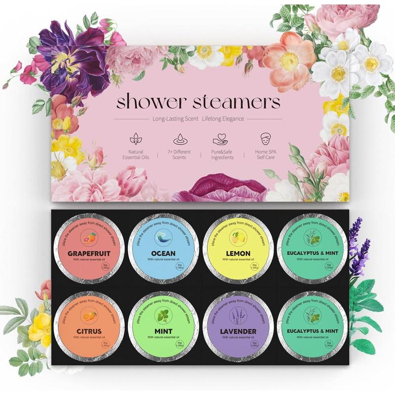 Shower Steamers Aromatherapy 8 Packs Coolest Gifts for Women Shower Bombs Relaxation Gifts for Women Christmas Stocking Stuffers Shower Essentials Ideal Self Care & Stress Relief Gifts Floral Body Care