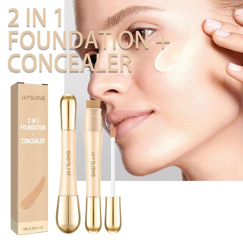 2 In 1 Double-Ended Concealer & Foundation, Long Lasting Pore Covering Concealer Stick, Makeup Tool For Women & Girls