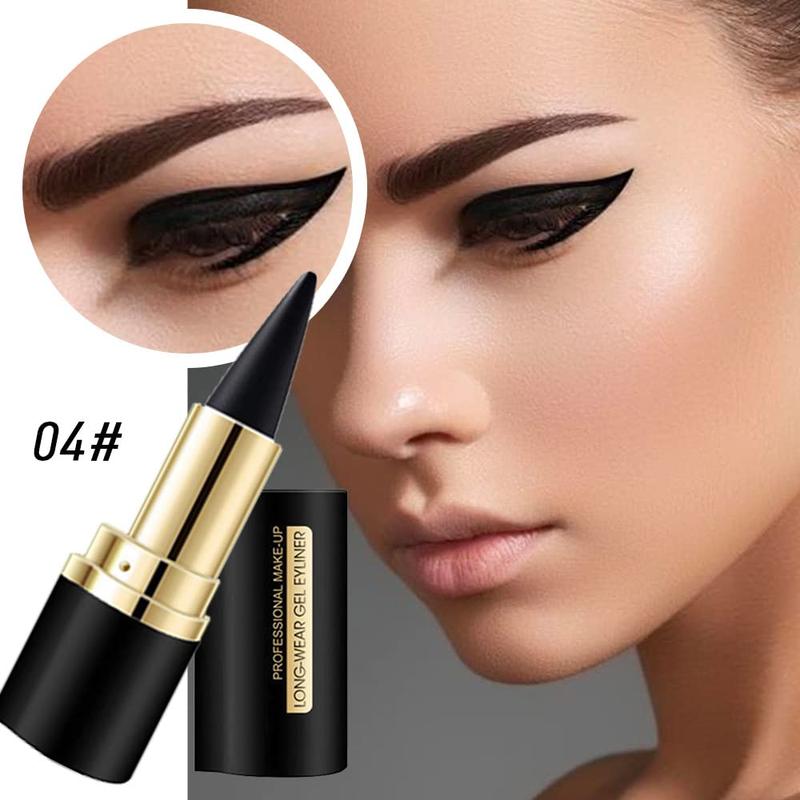 2Pcs Black Gel Eyeliner Pencil,Natural Black Eyeliner Cream Waterproof Smudge Proof,Eye Liner Black Smokey Eyeshadow Palette Stick Crayon,Goth Halloween Makeup