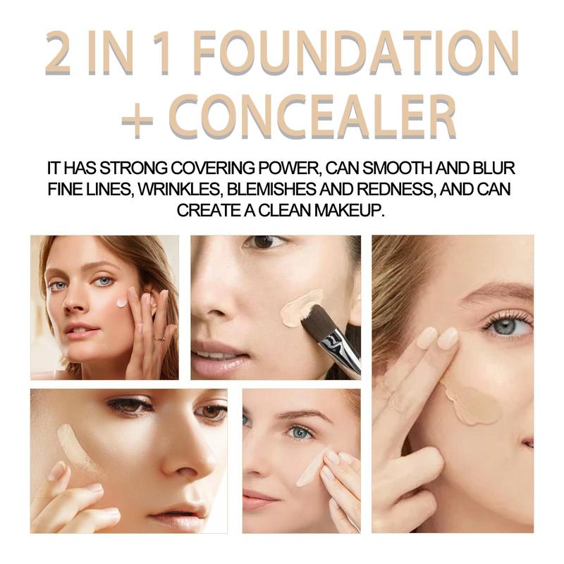 2 In 1 Double-Ended Concealer & Foundation, Long Lasting Pore Covering Concealer Stick, Makeup Tool For Women & Girls