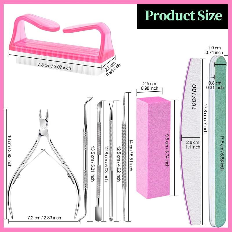 Nail Care Kit, Nail Files 100 180, Nail Buffer Block, Cuticle Nippers, Cuticle Trimmer, Cuticle Pusher, Nail Tools, Nail Kit, Pedicure & Manicure Tools, Nail Prep Kit, Manicure Kit for Women