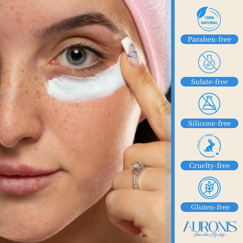 AURONIS | Caffeine Eye Cream +Reuseable Eye Patches for Dark Circes, Puffiness & Under-Eye Wrinkles with Hyaluronic Acid Skin Care Comfort reduces wrinkle