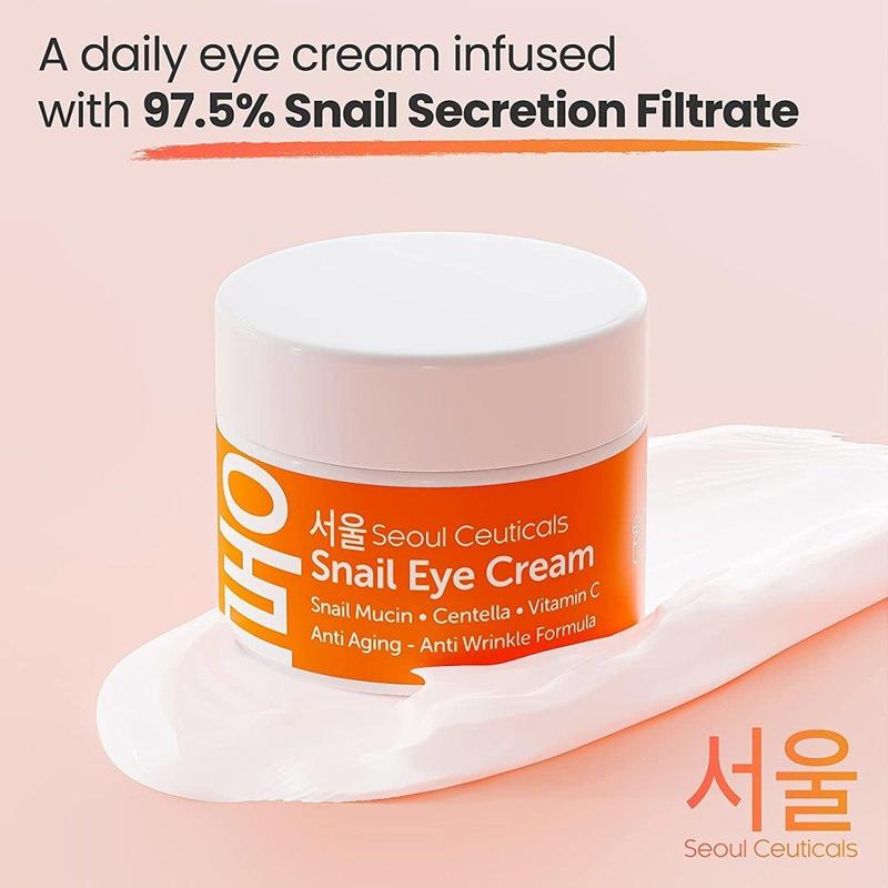 Snail Eye Cream, Korean Skin Care Anti-Aging Wrinkle Repair, 0.5oz - for All Skin Types Mucin Comfort