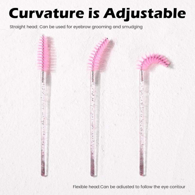 300 Pcs Disposable Mascara Wands, Crystal Eyelash Brush Eyebrow Spoolies for Eyelash Extensions, Pink & Black Mascara Brush