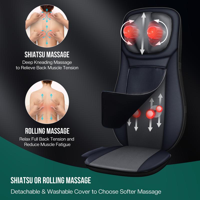 Snailax Shiatsu Neck & Back Massager with Heat, APP Control, Full Body Massage Chair Pad Rolling Massager, Massage Chair pad Adjustable Electrica