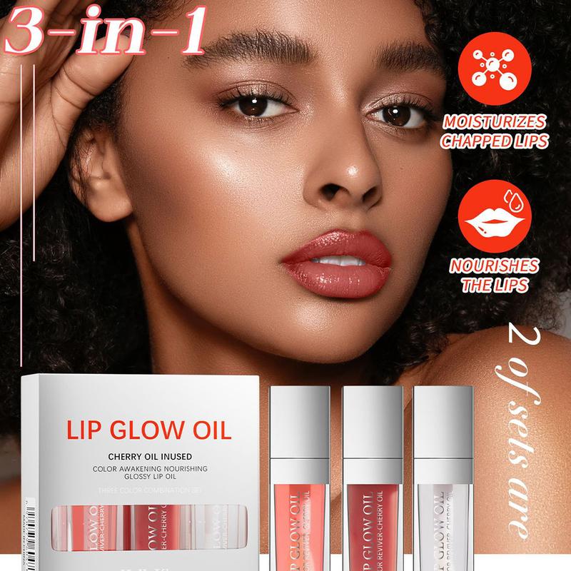 3PCS Lip Gloss,Set-C Hydrating Plumping Lip Oil For Lipstick Lipgloss Tinted Lips Glow(8ml)