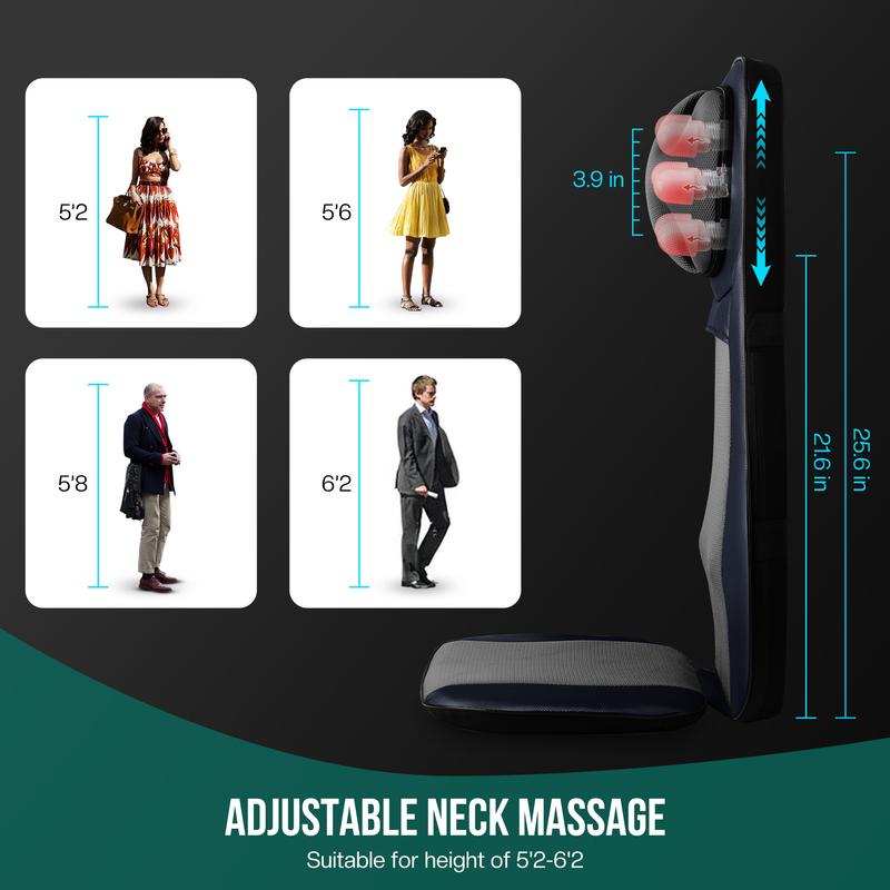 Snailax Shiatsu Neck & Back Massager with Heat, APP Control, Full Body Massage Chair Pad Rolling Massager, Massage Chair pad Adjustable Electrica