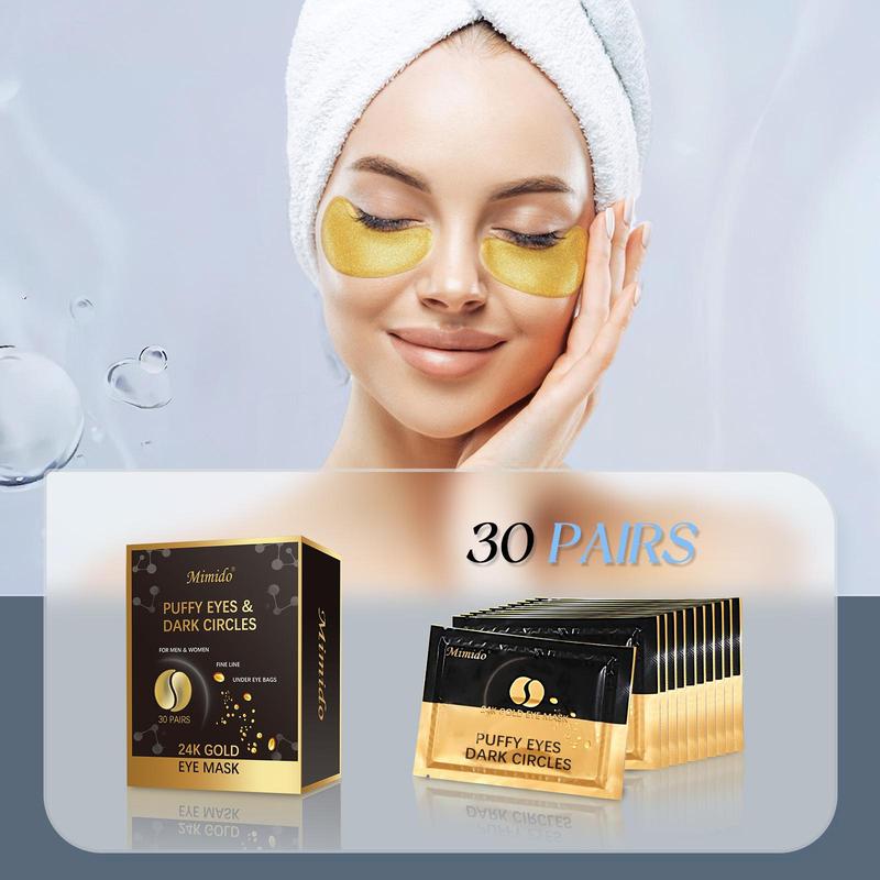 24K Gold Deeply Moisturizing Eye Mask, 30 Pairs Hydrating Eye Care Mask, Eye Care Product for Women & Men, Skin Care Product for Daily Use